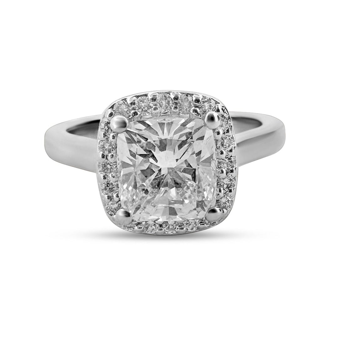 1.53 Carats Cushion Cut Diamond Halo Engagement Ring