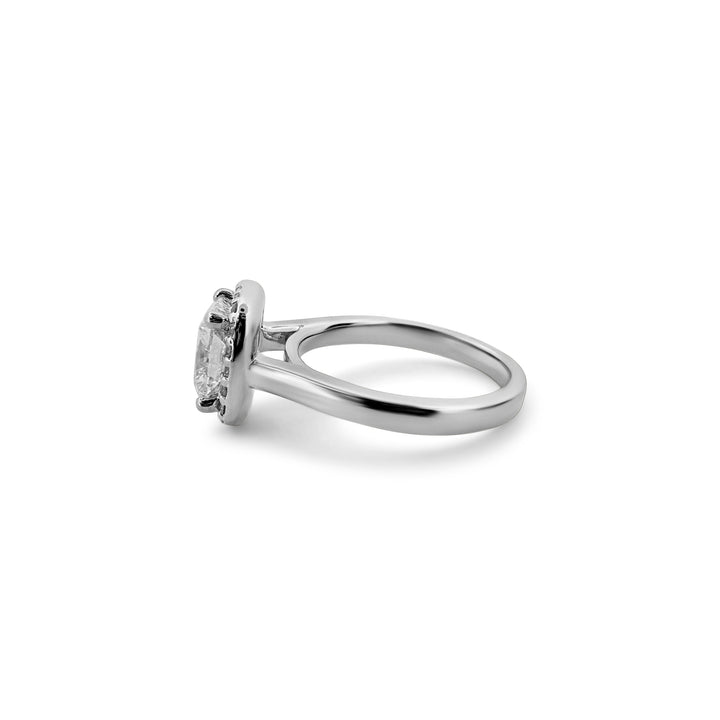 1.53 Carats Cushion Cut Diamond Halo Engagement Ring