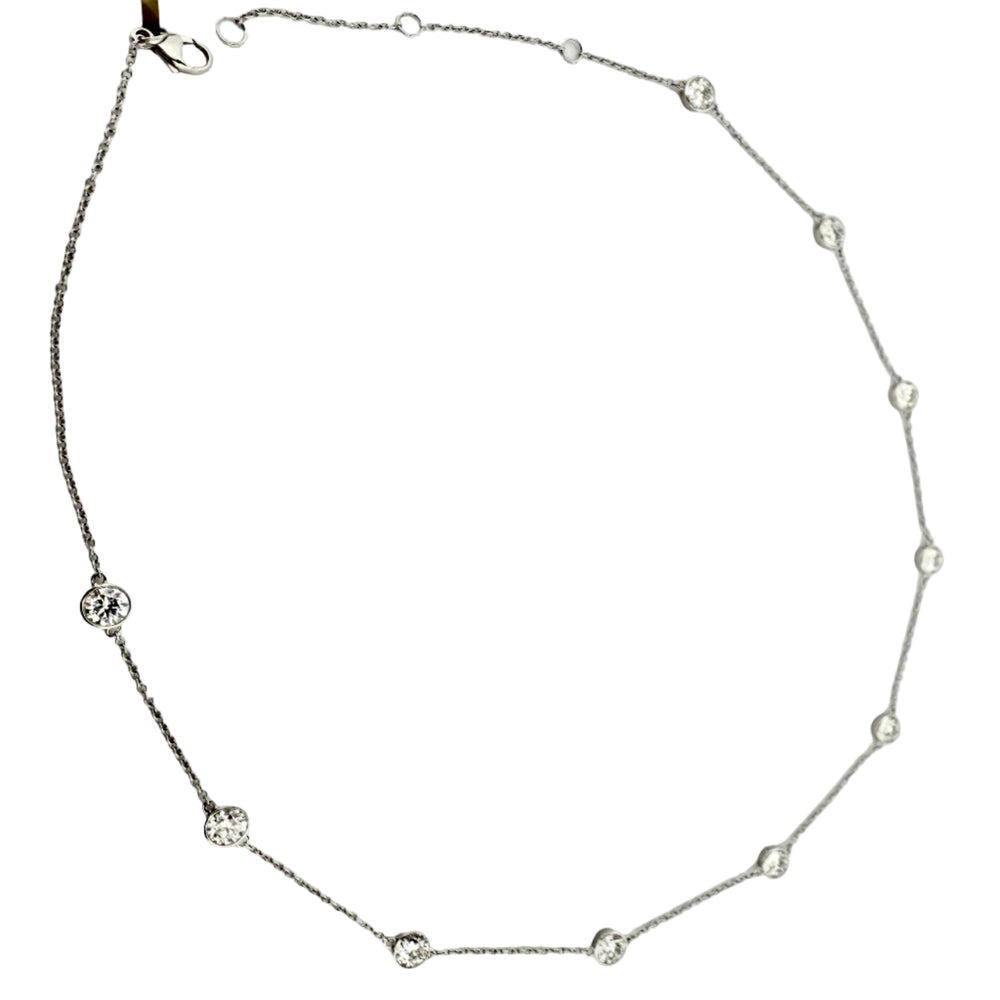 4.24ctw Round Brilliant Lab-Grown Diamonds by the Yard Station Necklace in 14k White Gold