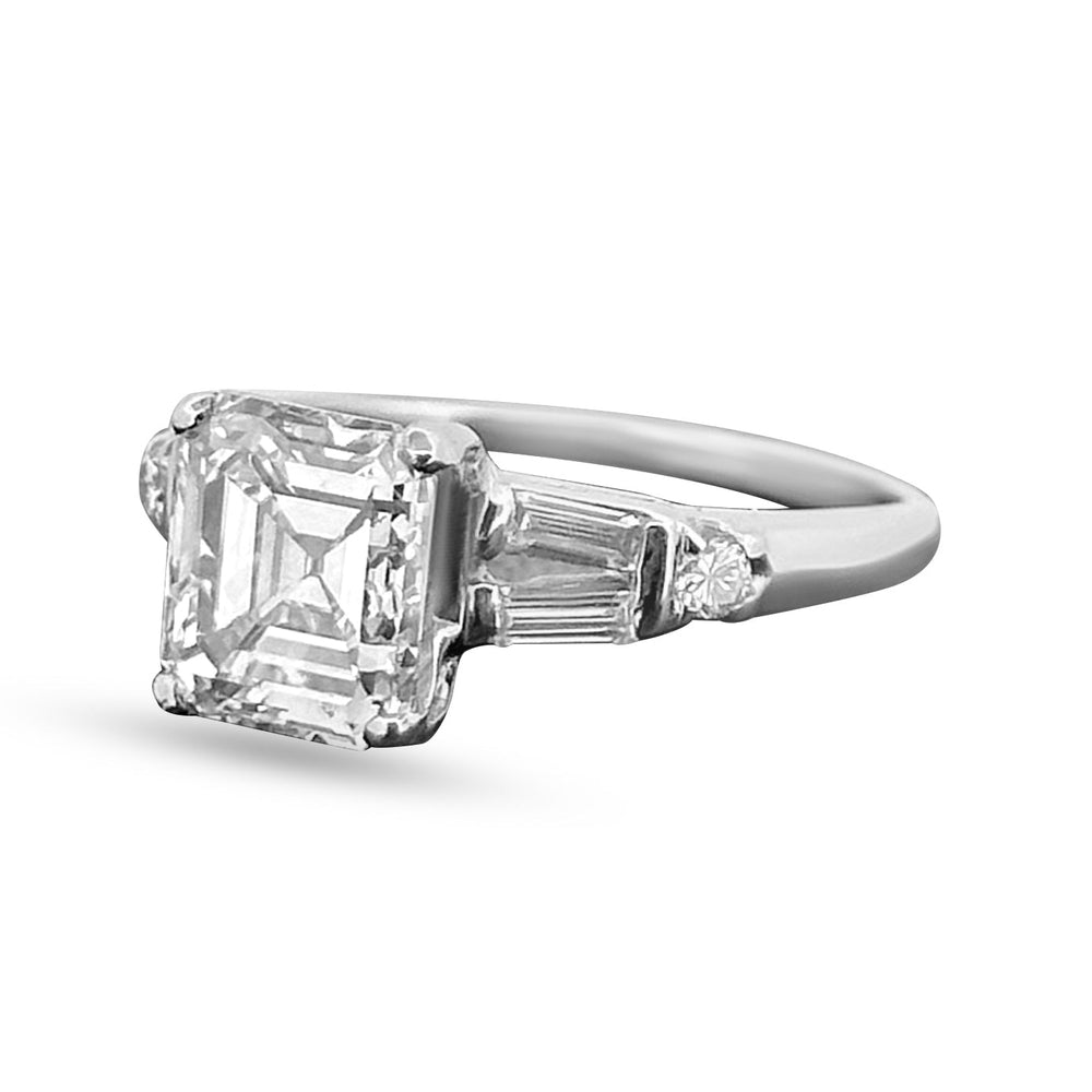 2.12 Carats Emerald Cut Diamond Engagement Ring in Platinum