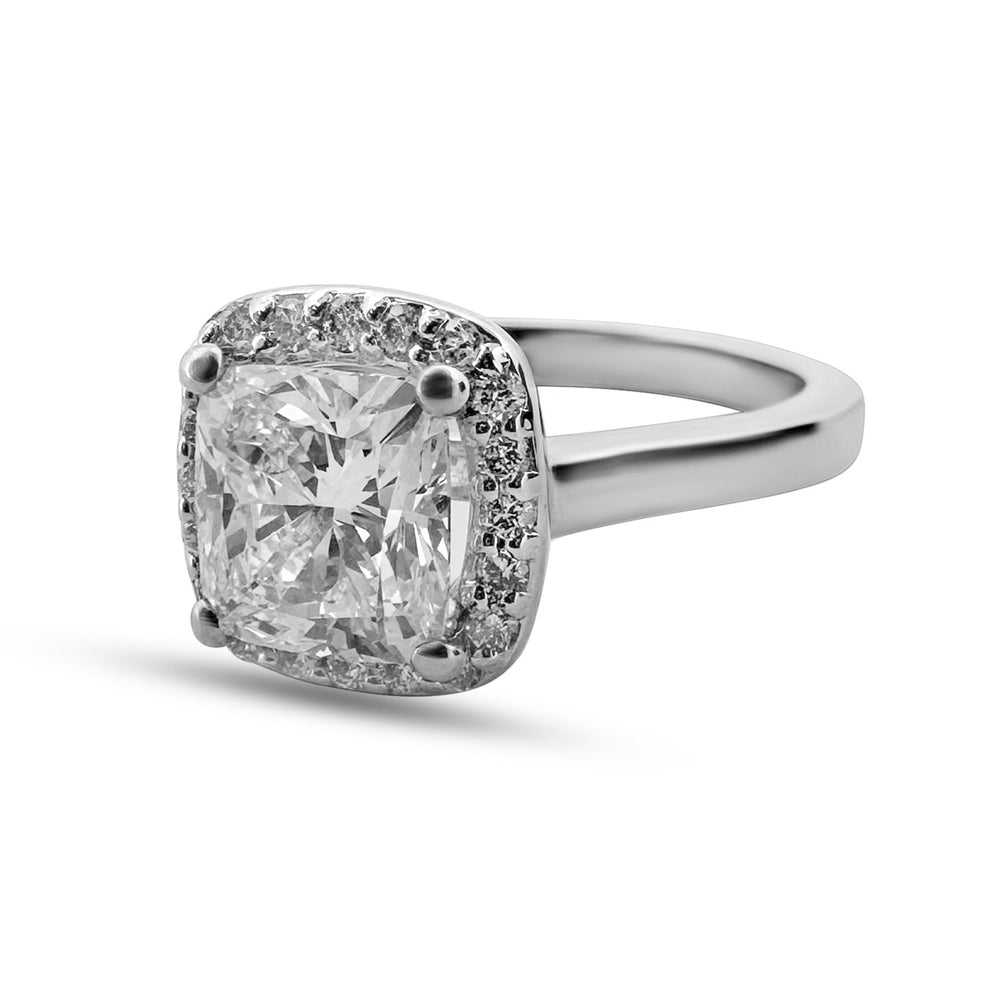 1.53 Carats Cushion Cut Diamond Halo Engagement Ring