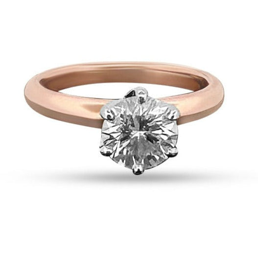 14K Rose Gold 1.08 Round Brilliant Diamond Solitaire Engagement Ring