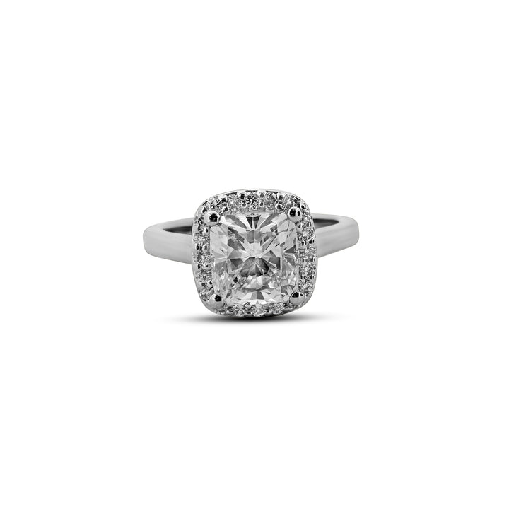 1.53 Carats Cushion Cut Diamond Halo Engagement Ring