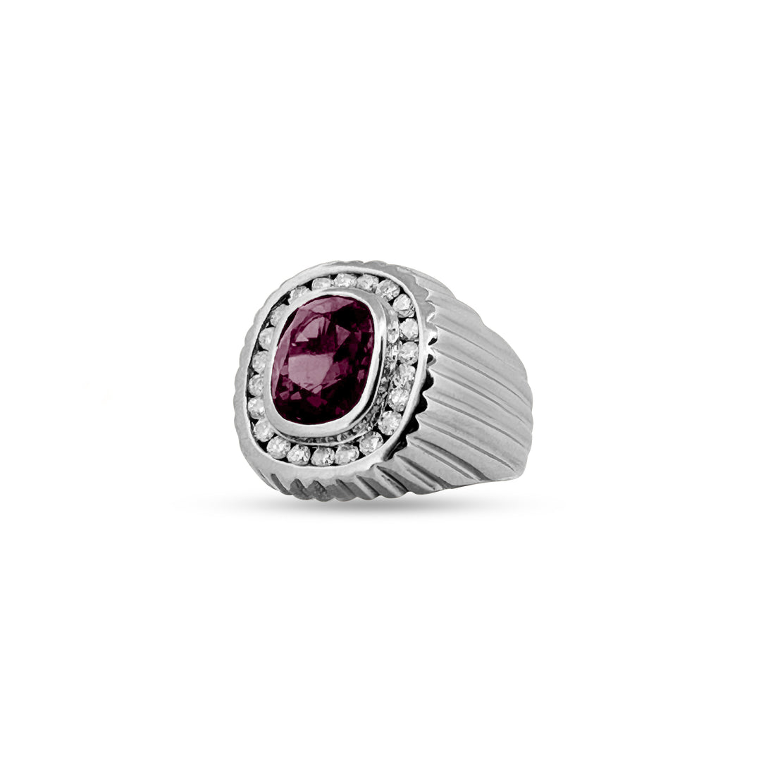 18kt white gold purple spinel and diamond ring