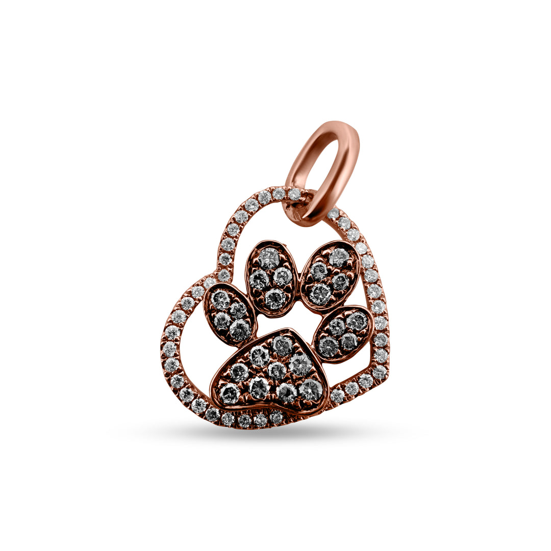 Chocolate & Colorless Diamond 14k Rose Gold Paw Pendant by Le Vian