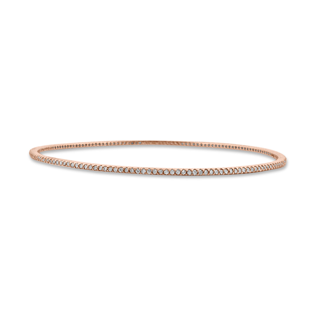 1.35ctw Diamond Bangle Bracelet in 14k Rose Gold