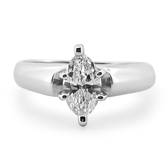 0.80ct Marquise Diamond Solitaire Engagement Ring in 14k White Gold