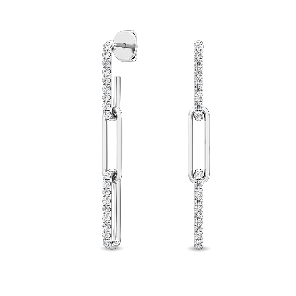 0.32ctw Lab-Grown Diamond Loop Dangle Earrings in 14kt White  Gold