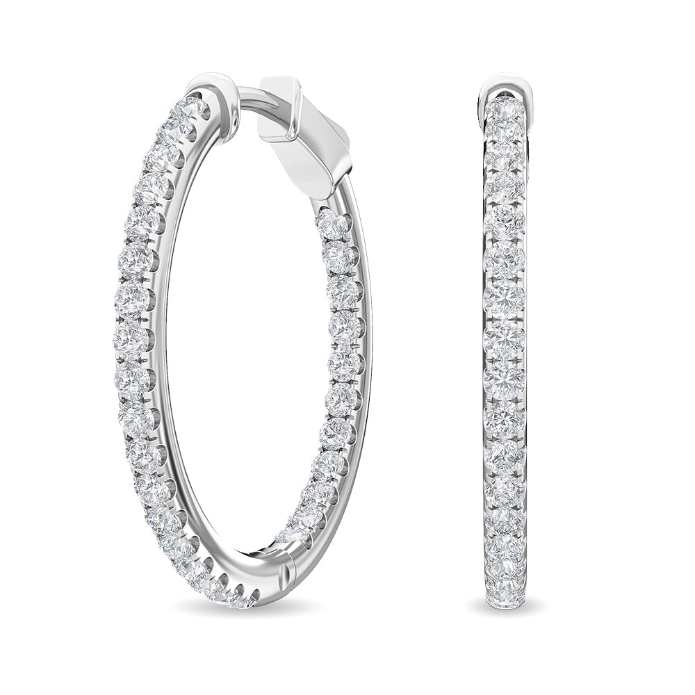 1ctw Lab-Grown Diamond Inside-Out Hoop Earrings in 14kt White Gold