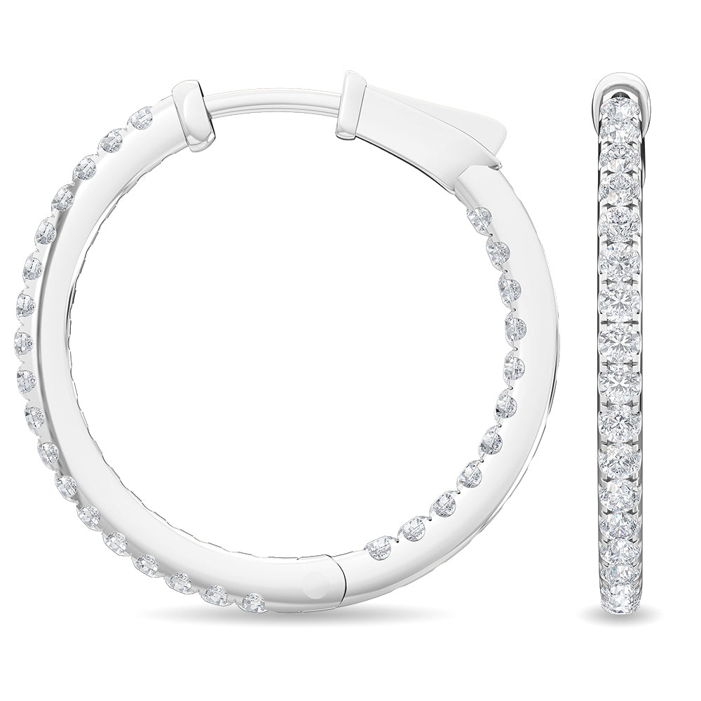 1ctw Lab-Grown Diamond Inside-Out Hoop Earrings in 14kt White Gold