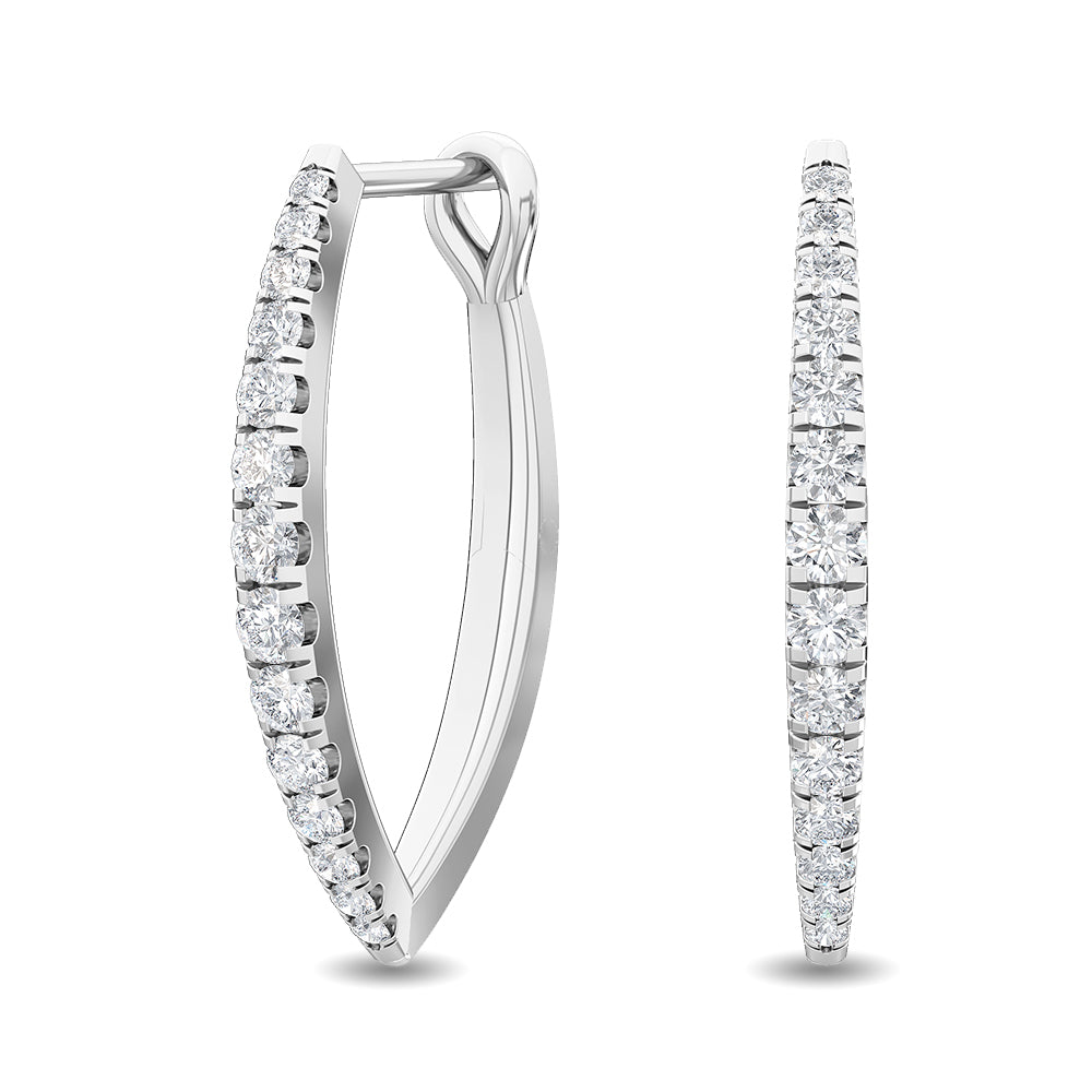 0.76ctw Lab-Grown Diamond Pointed Hoop Earrings in 14kt White Gold
