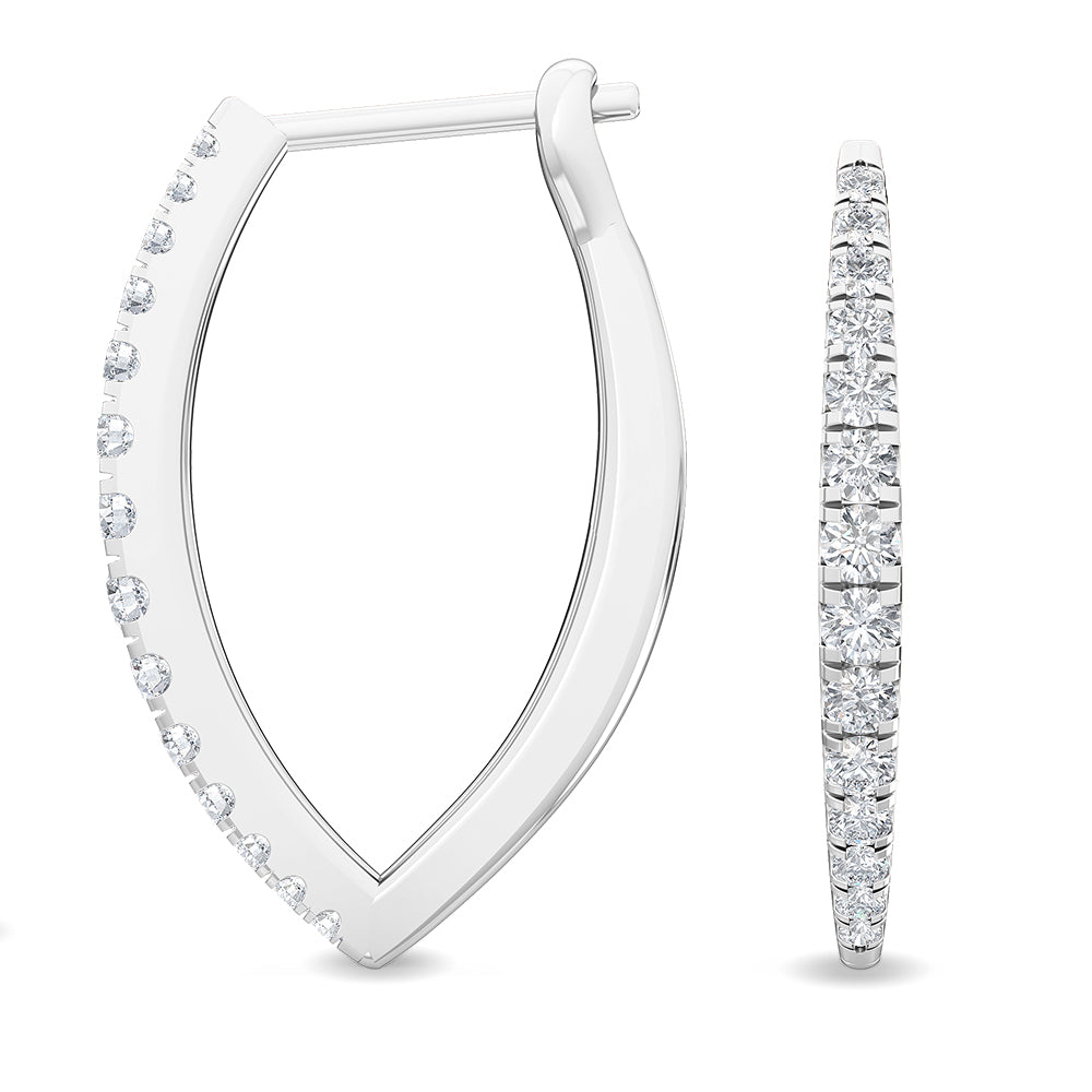 0.76ctw Lab-Grown Diamond Pointed Hoop Earrings in 14kt White Gold