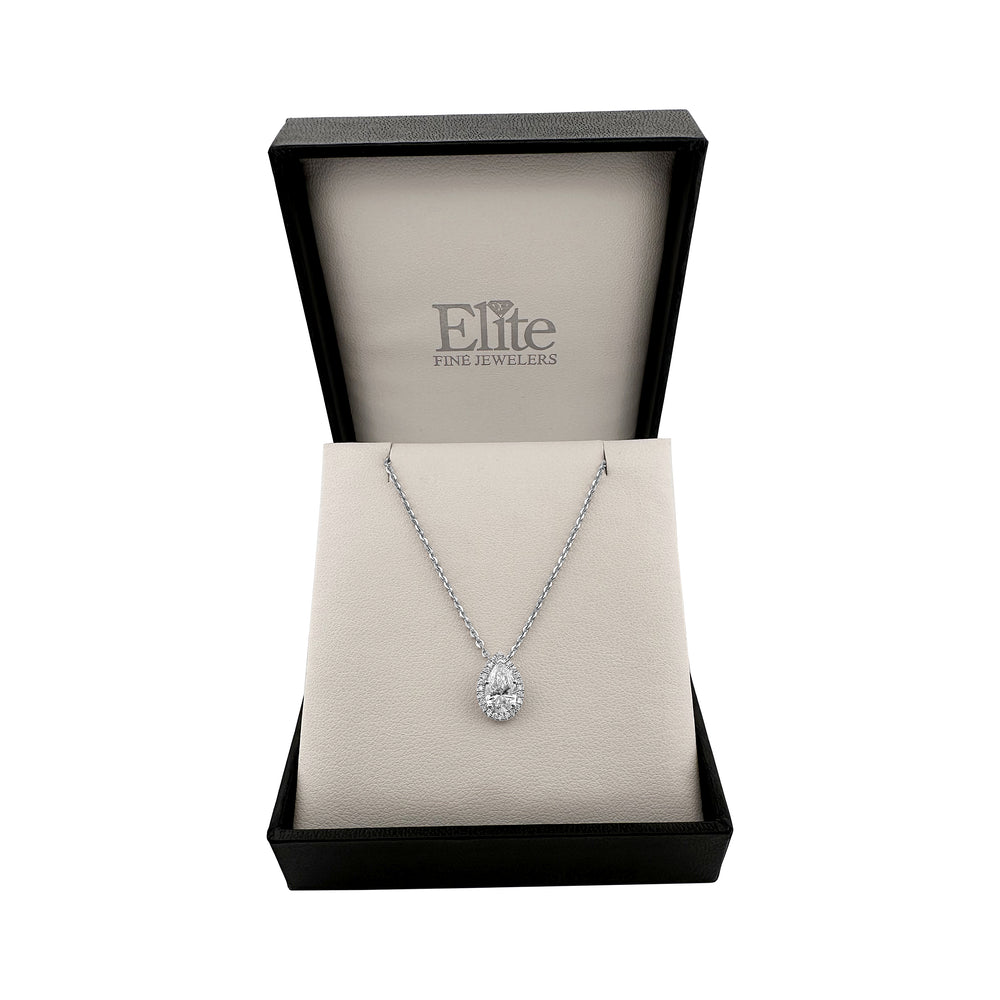 1.03cts Oval Center Lab-Grown Halo Necklace in 14k White Gold