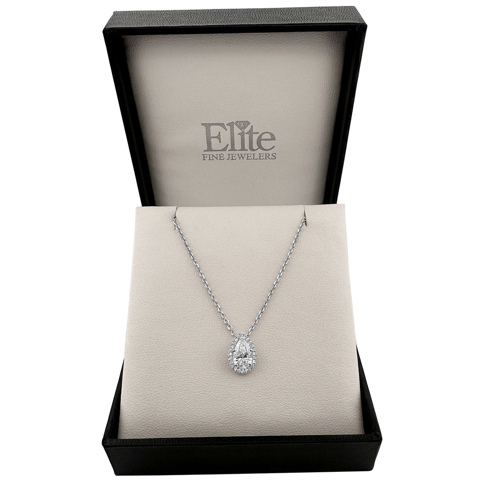 1.03cts Oval Center Lab-Grown Halo Necklace in 14k White Gold