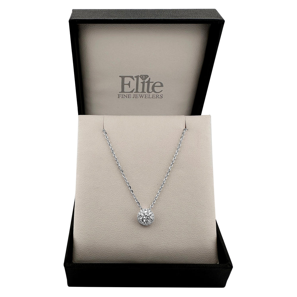 0.63ctw Round Brilliant Lab-Grown Halo Necklace in 14k White Gold