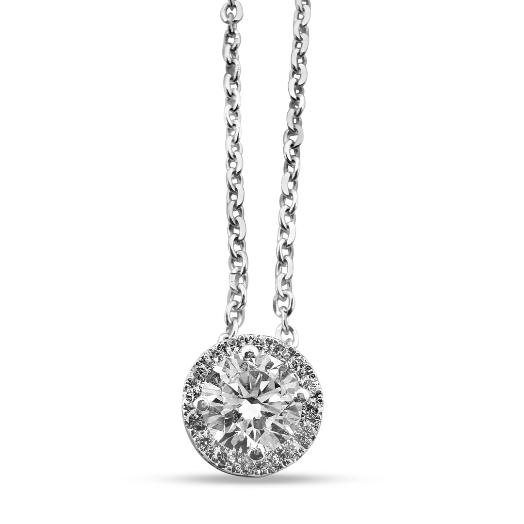 0.63ctw Round Brilliant Lab-Grown Halo Necklace in 14k White Gold