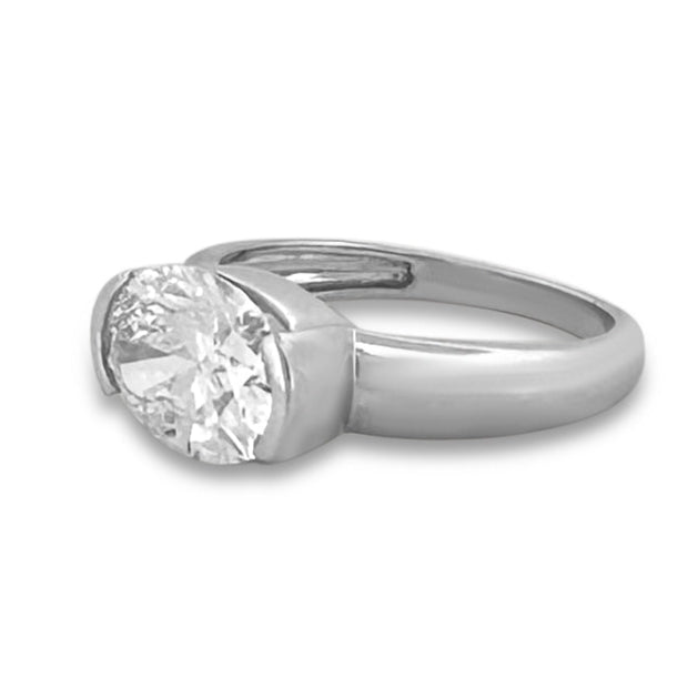 IGI Graded 2.70ct Oval Lab-Grown Diamond East-West Engagement Ring in 14k White Gold