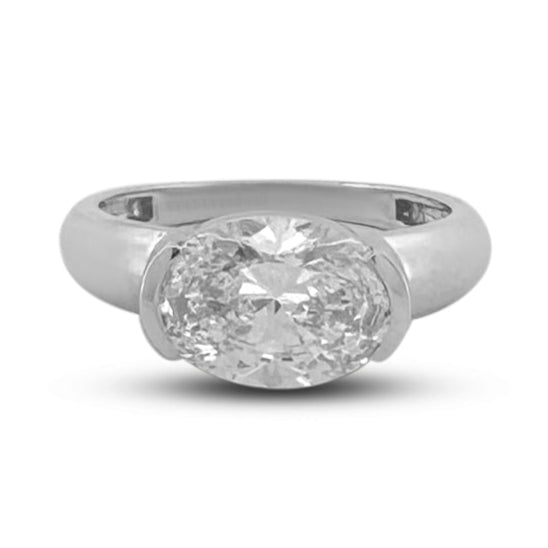 IGI Graded 2.70ct Oval Lab-Grown Diamond East-West Engagement Ring in 14k White Gold