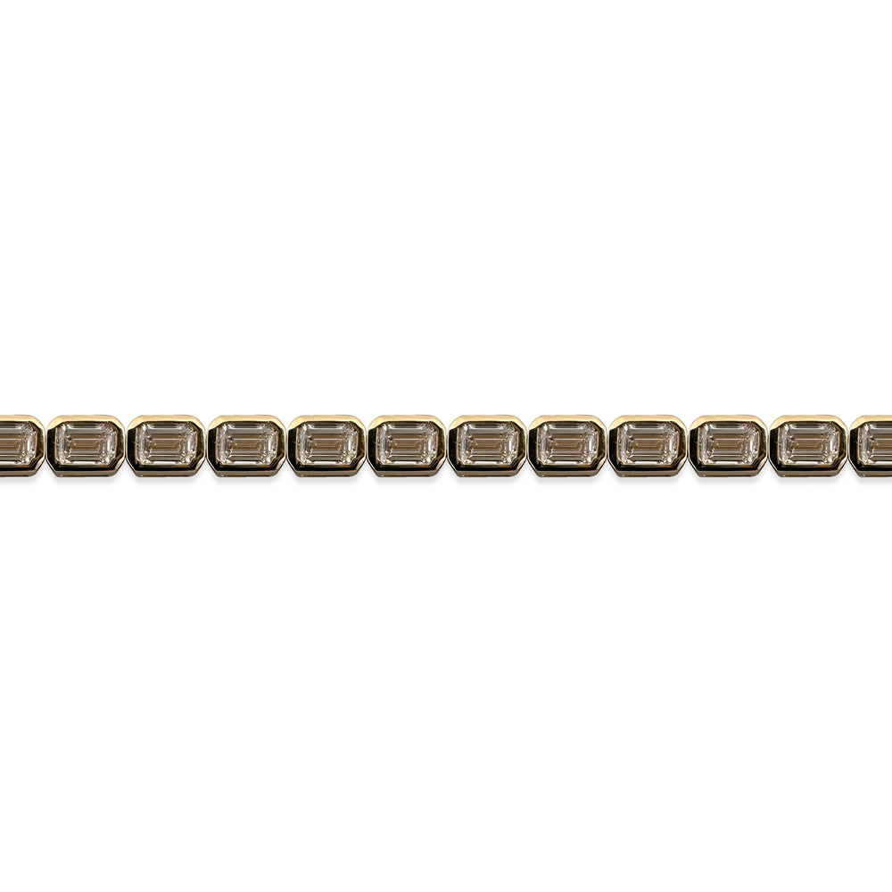 3.13ctw Emerald Cut lab-Grown Diamond Bezel-Set Tennis Bracelet in 14k Yellow Gold