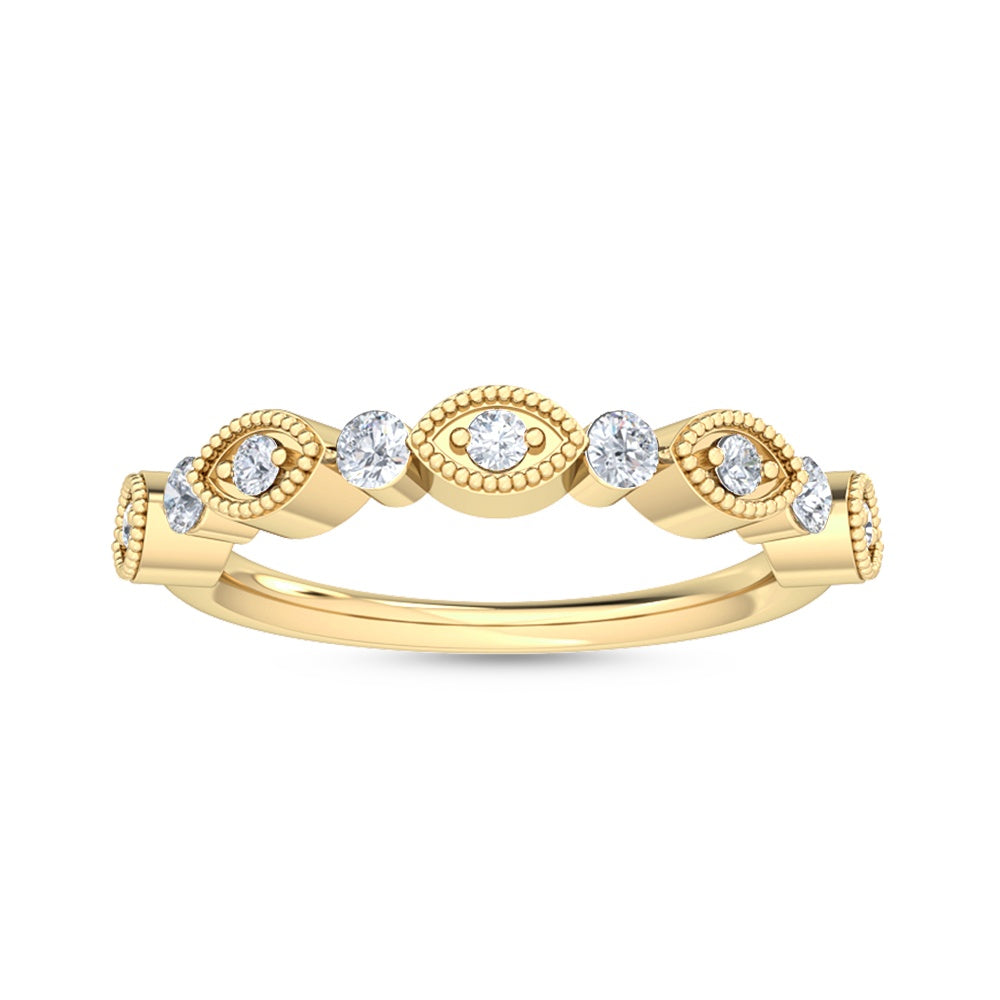 0.33ctw Round Brilliant Lab-Grown Diamond Scalloped Band in 14k Yellow Gold