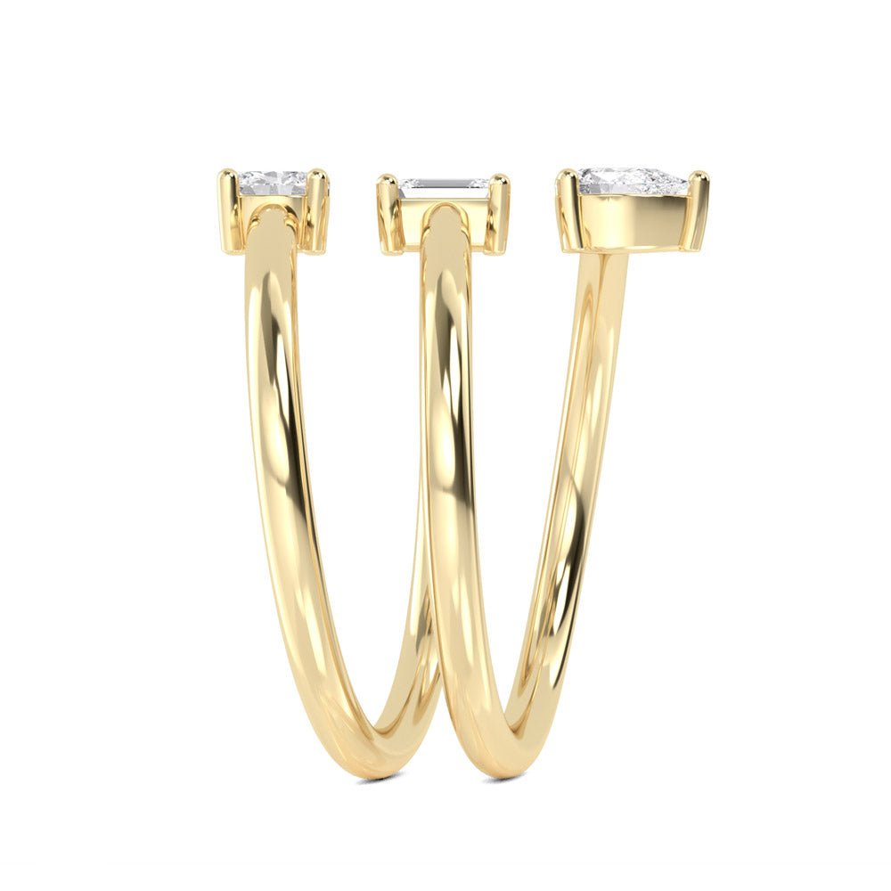 0.46ctw Pear, Emerald & Oval Lab-Grown Diamond 3-stone Spiral Ring in 14k Yellow Gold