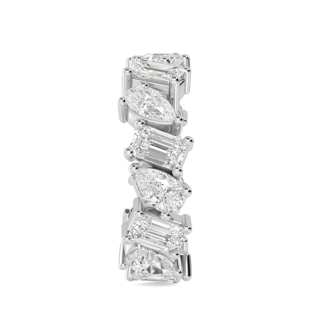 4.19ctw Alternating Pear and Emerald Cut Lab-Grown Diamond Eternity Ring in 14k White Gold