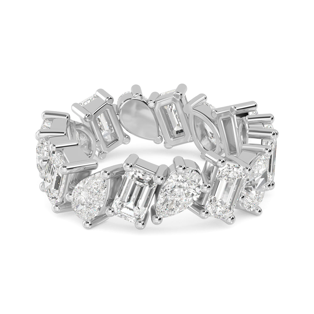 4.19ctw Alternating Pear and Emerald Cut Lab-Grown Diamond Eternity Ring in 14k White Gold