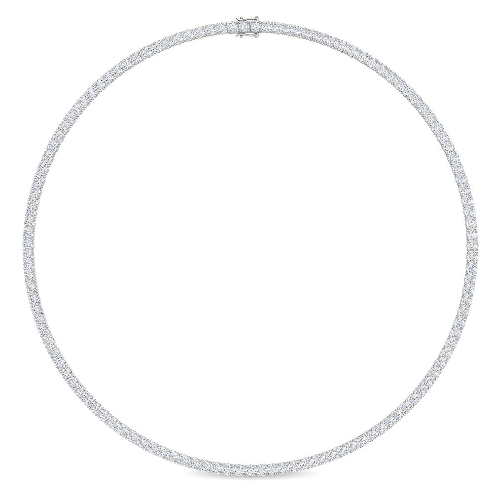 12.60ctw Round Brilliant Lab-Grown Diamond Tennis Necklace in 14k White Gold