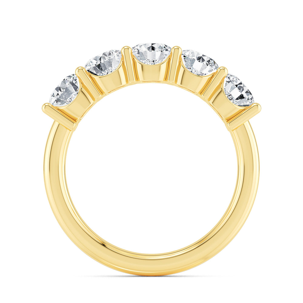 2.01ctw Round Brilliant Lab-Grown Diamond 5-Stone Wedding Band in 14k Yellow Gold
