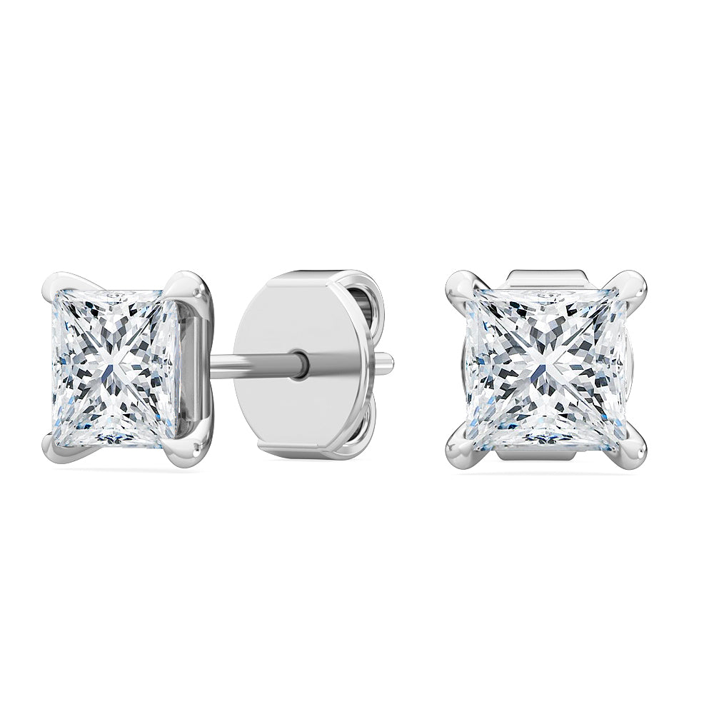 2ctw Princess Cut Lab-Grown Diamond Stud Earrings in 14 Karat White Gold