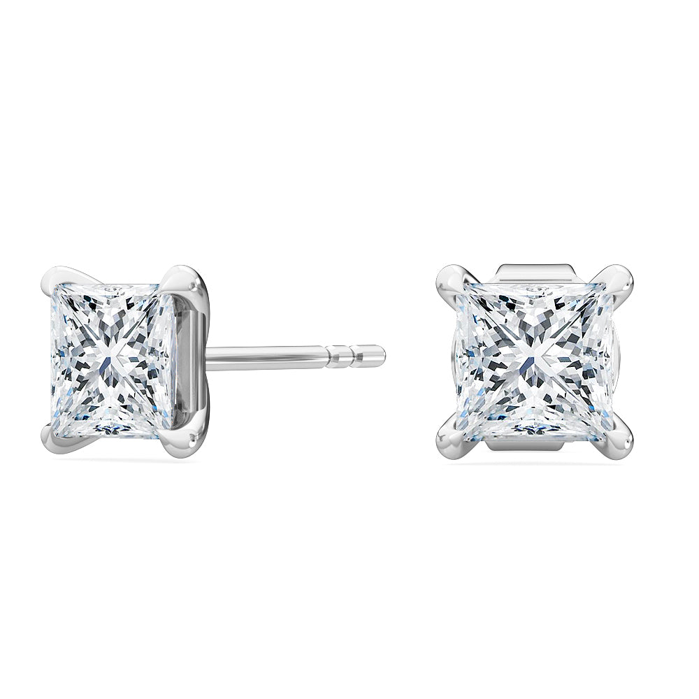2ctw Princess Cut Lab-Grown Diamond Stud Earrings in 14 Karat White Gold