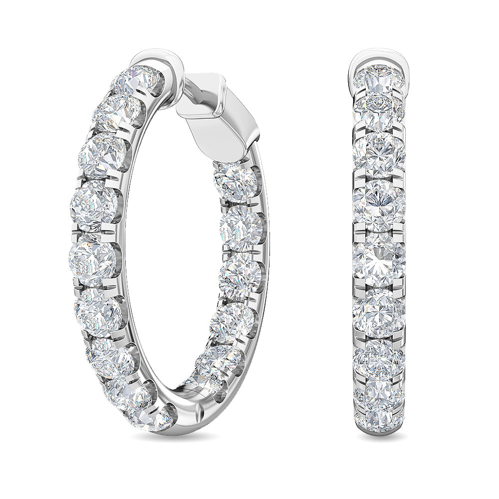 5.17ctw Round Brilliant Lab-Grown Diamond Inside-Out Hoop Earrings in White 14kt Gold