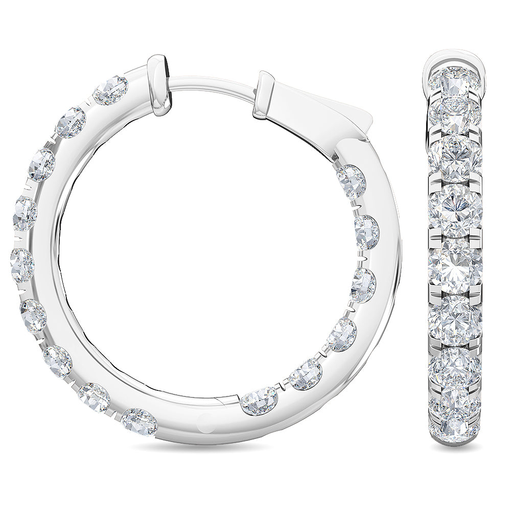 5.17ctw Round Brilliant Lab-Grown Diamond Inside-Out Hoop Earrings in White 14kt Gold