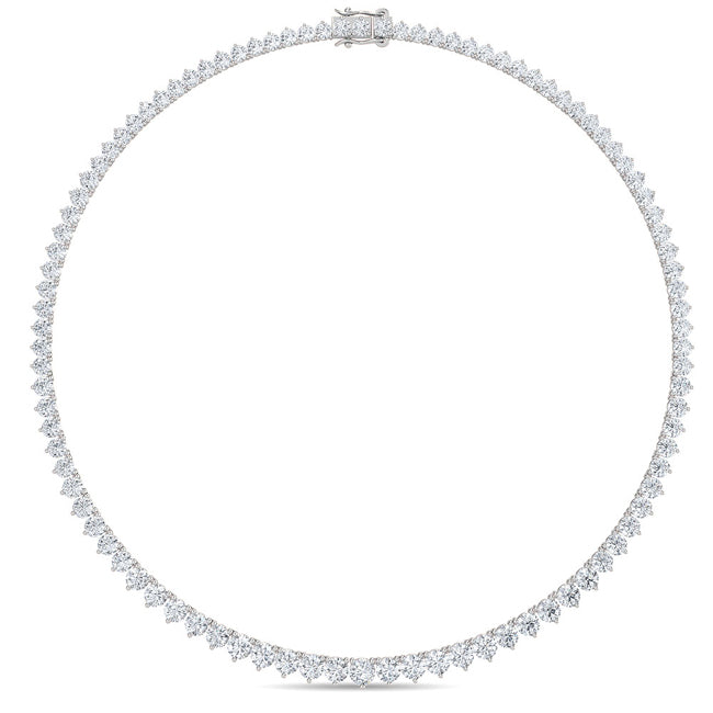 29.52ctw Round Brilliant Lab-Grown Diamond 18" Tennis Necklace in 14k White Gold