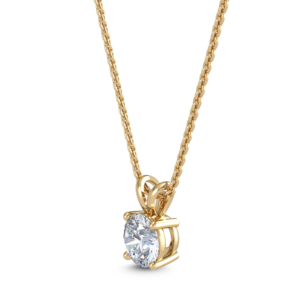 IGI Graded 1ct Round Brilliant Lab-Grown Diamond Solitaire Pendant Necklace in 14k Yellow Gold