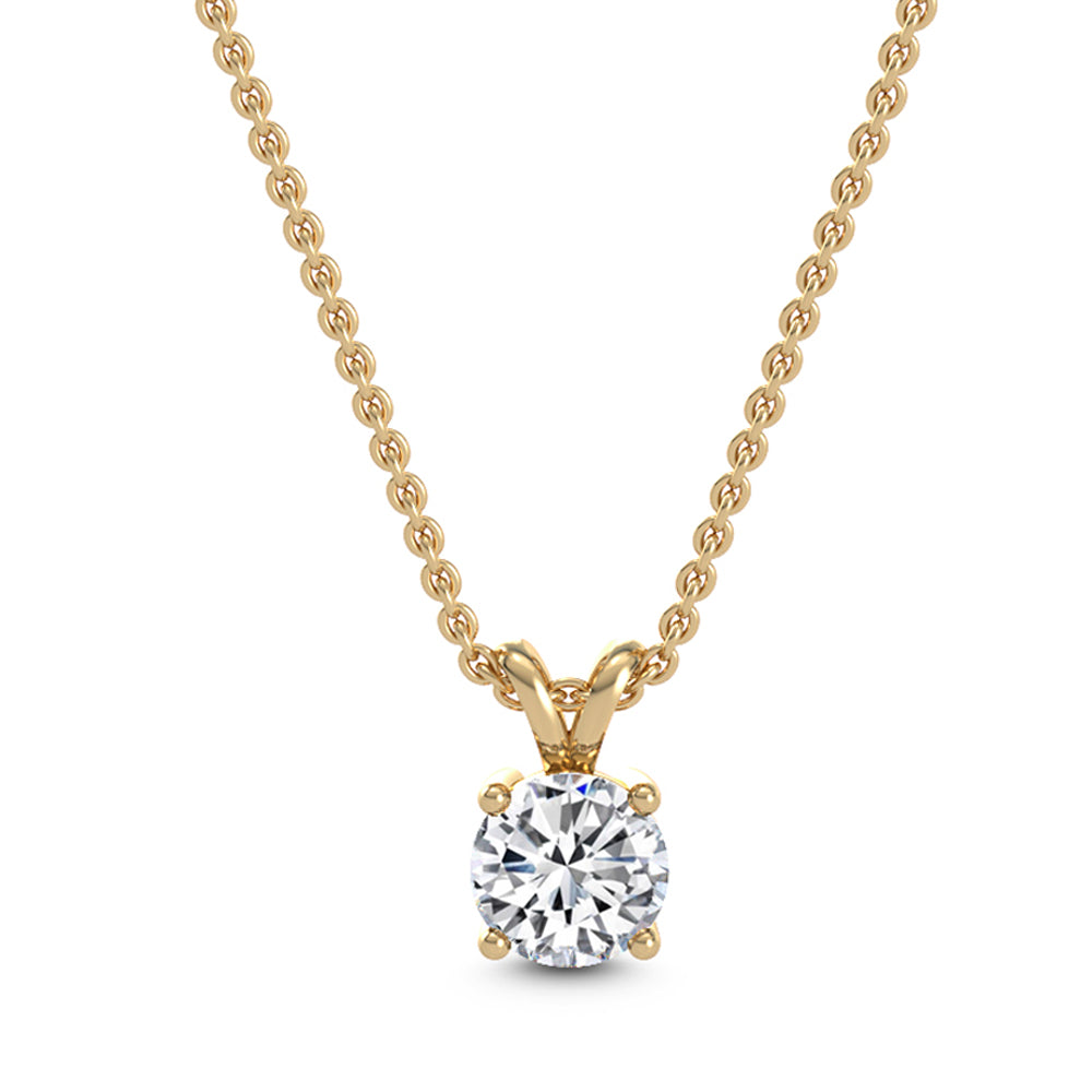 IGI Graded 1ct Round Brilliant Lab-Grown Diamond Solitaire Pendant Necklace in 14k Yellow Gold