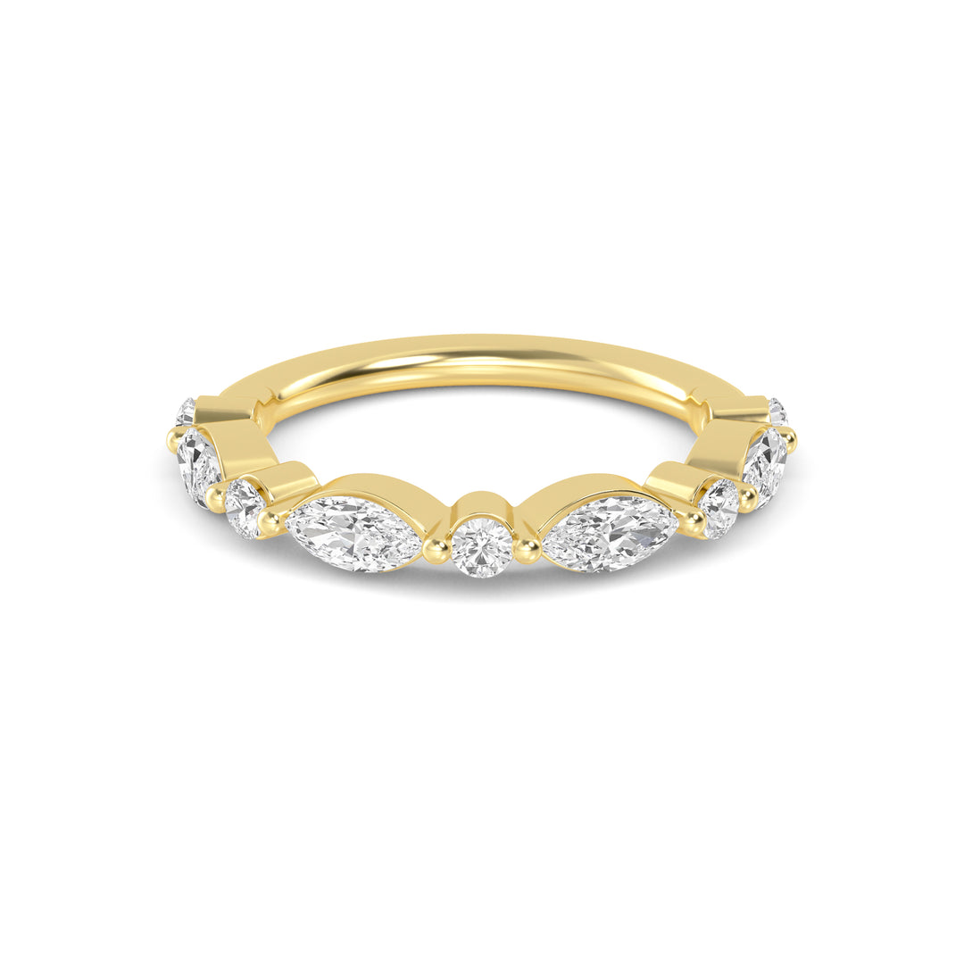 0.91ctw Alternating Marquise & Round Brilliant Lab-Grown Diamond Stackable Band in 14k Yellow Gold
