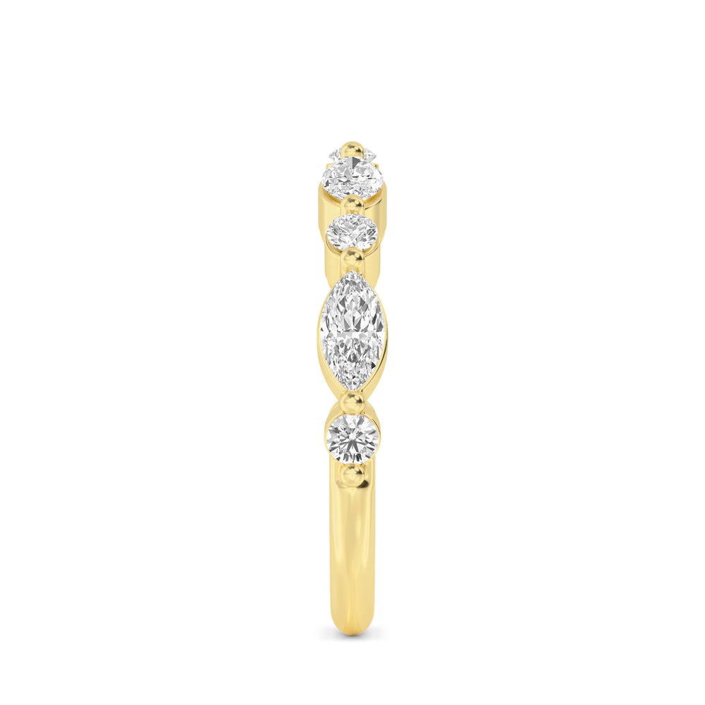 0.91ctw Alternating Marquise & Round Brilliant Lab-Grown Diamond Stackable Band in 14k Yellow Gold