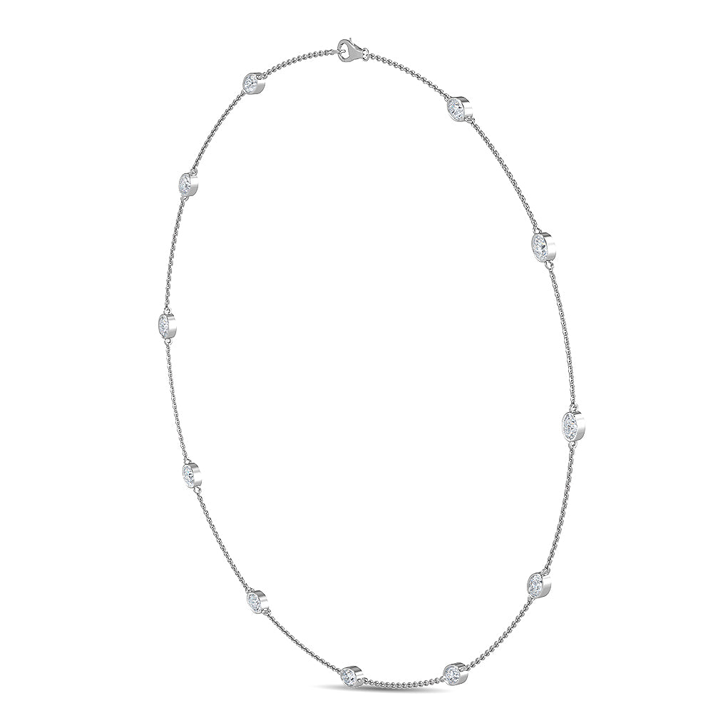 1.29ctw Oval Lab-Grown Diamonds by the Yard Station Necklace in 14k White Gold