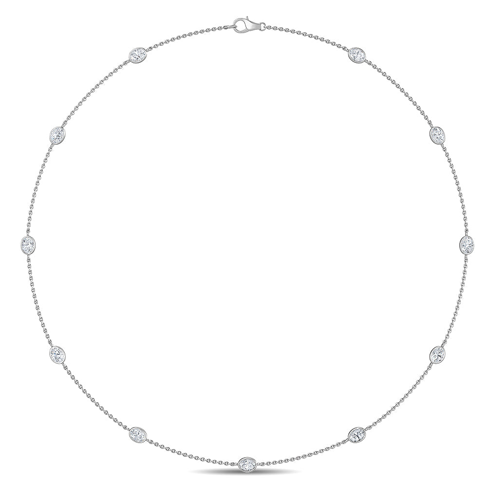 1.29ctw Oval Lab-Grown Diamonds by the Yard Station Necklace in 14k White Gold