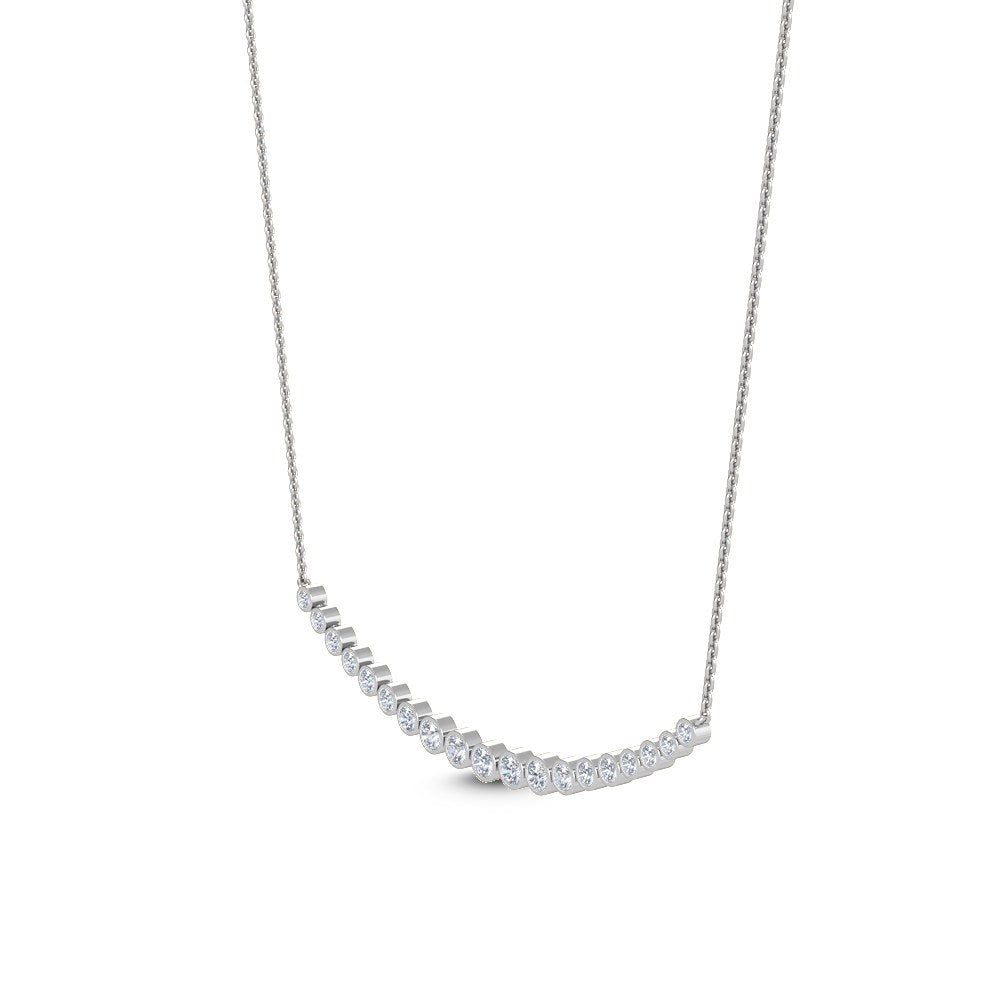 0.47ctw Round Brilliant Lab-Grown Diamond Graduated Bezel-Set Necklace in 14k White Gold