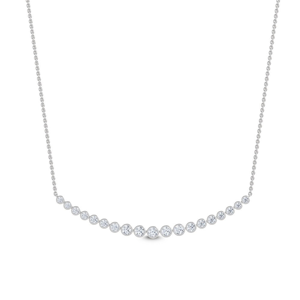 0.47ctw Round Brilliant Lab-Grown Diamond Graduated Bezel-Set Necklace in 14k White Gold