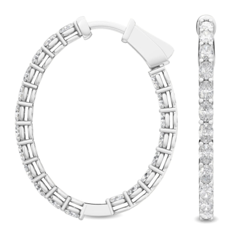 1.93ctw Oval Cut Lab-Grown Diamond Inside-Out Hoop Earrings in 14kt White Gold
