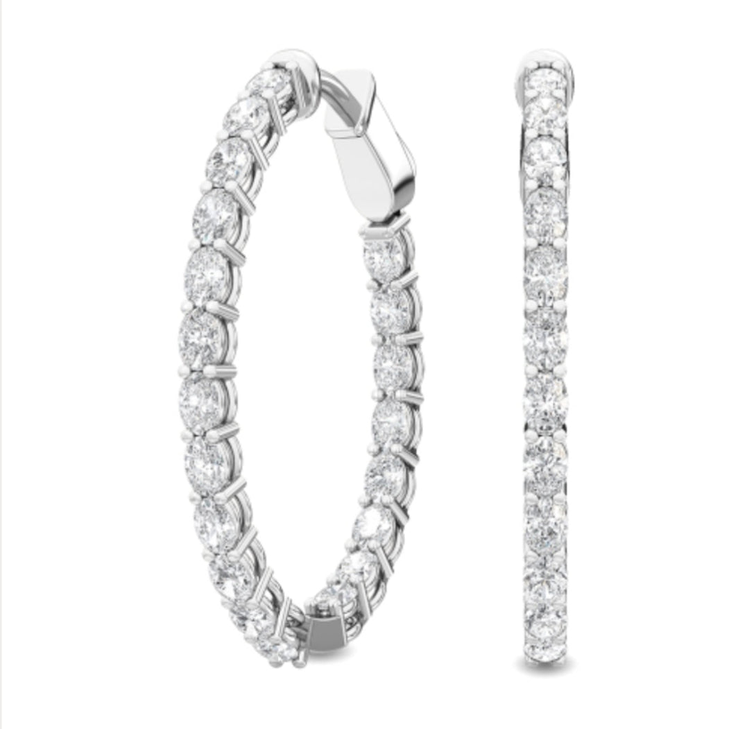 1.93ctw Oval Cut Lab-Grown Diamond Inside-Out Hoop Earrings in 14kt White Gold