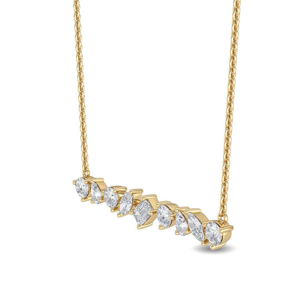 0.67ctw Multi-Cut Lab-Grown Diamond Bar Pendant Necklace in 14k Yellow Gold