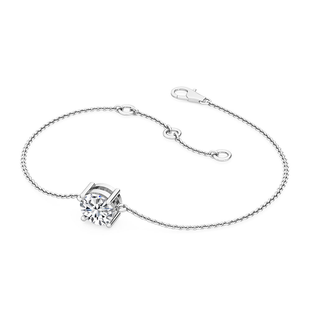 0.72ct Round Brilliant Lab-Grown Diamond Solitaire Bracelet in 14k White Gold
