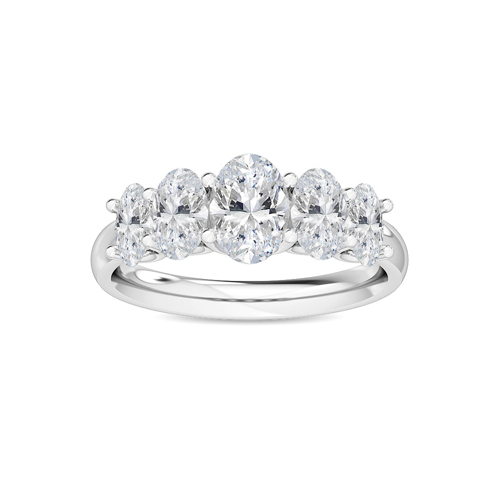 2.83ctw Oval Lab-Grown Diamond 5-Stone Engagement Ring in 14k White Gold