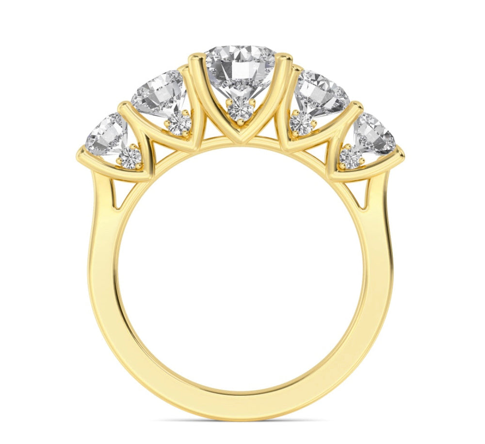 3.03ctw Round Brilliant Lab-Grown Diamond 5-Stone Wedding Band in 14k Yellow Gold