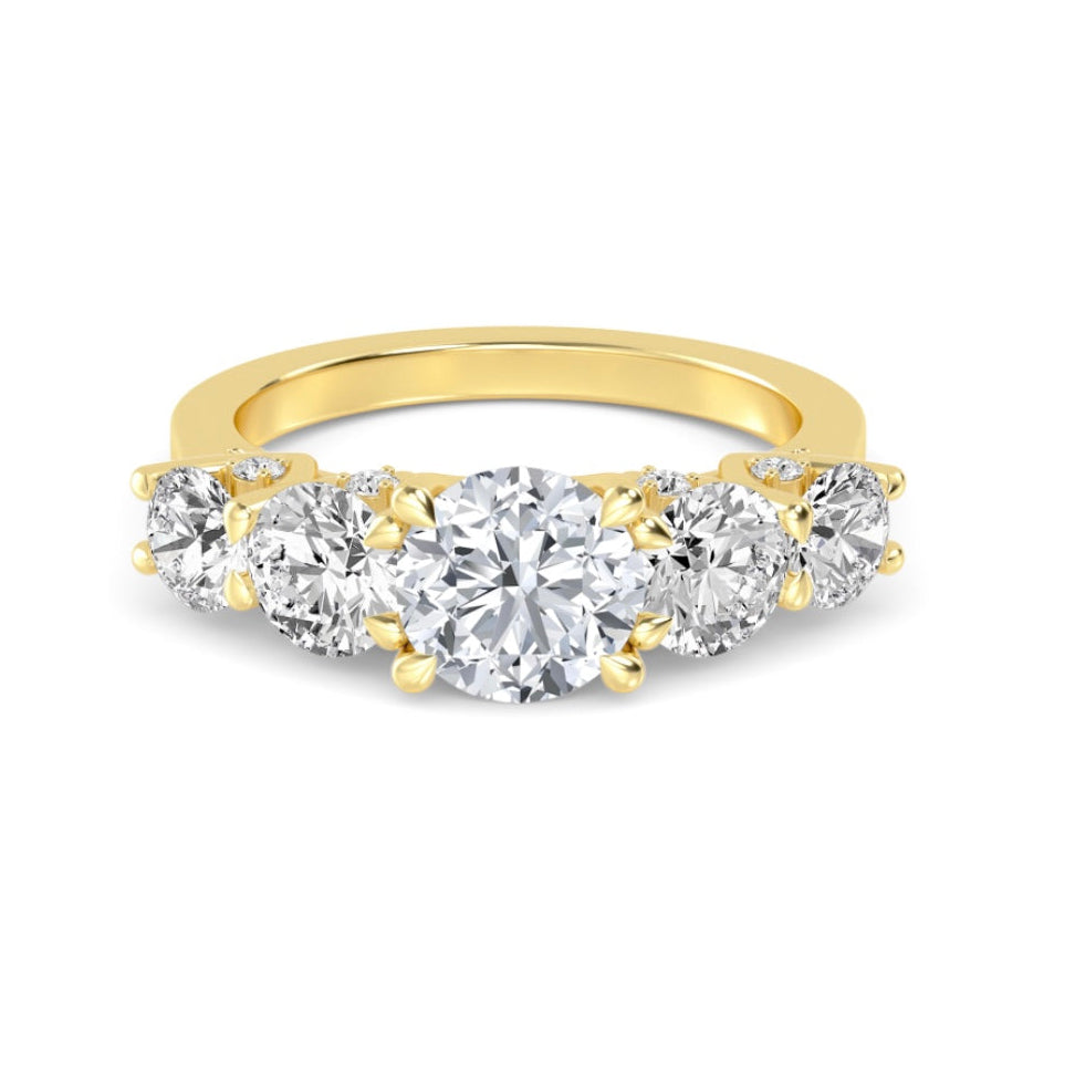 3.03ctw Round Brilliant Lab-Grown Diamond 5-Stone Wedding Band in 14k Yellow Gold