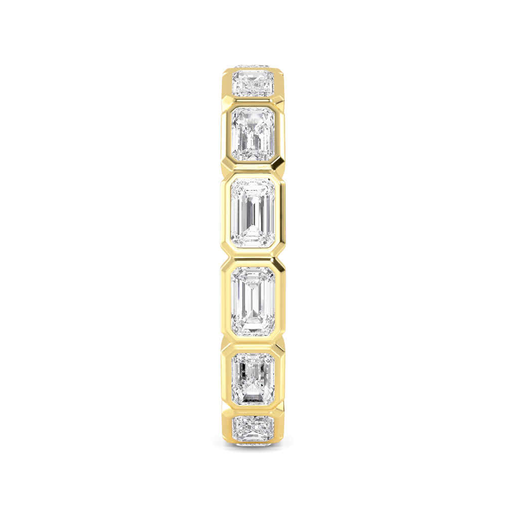2.82ctw Emerald Cut Lab-Grown Diamond Bezel-Set East-West Stackable Eternity Band in 14k Yellow Gold